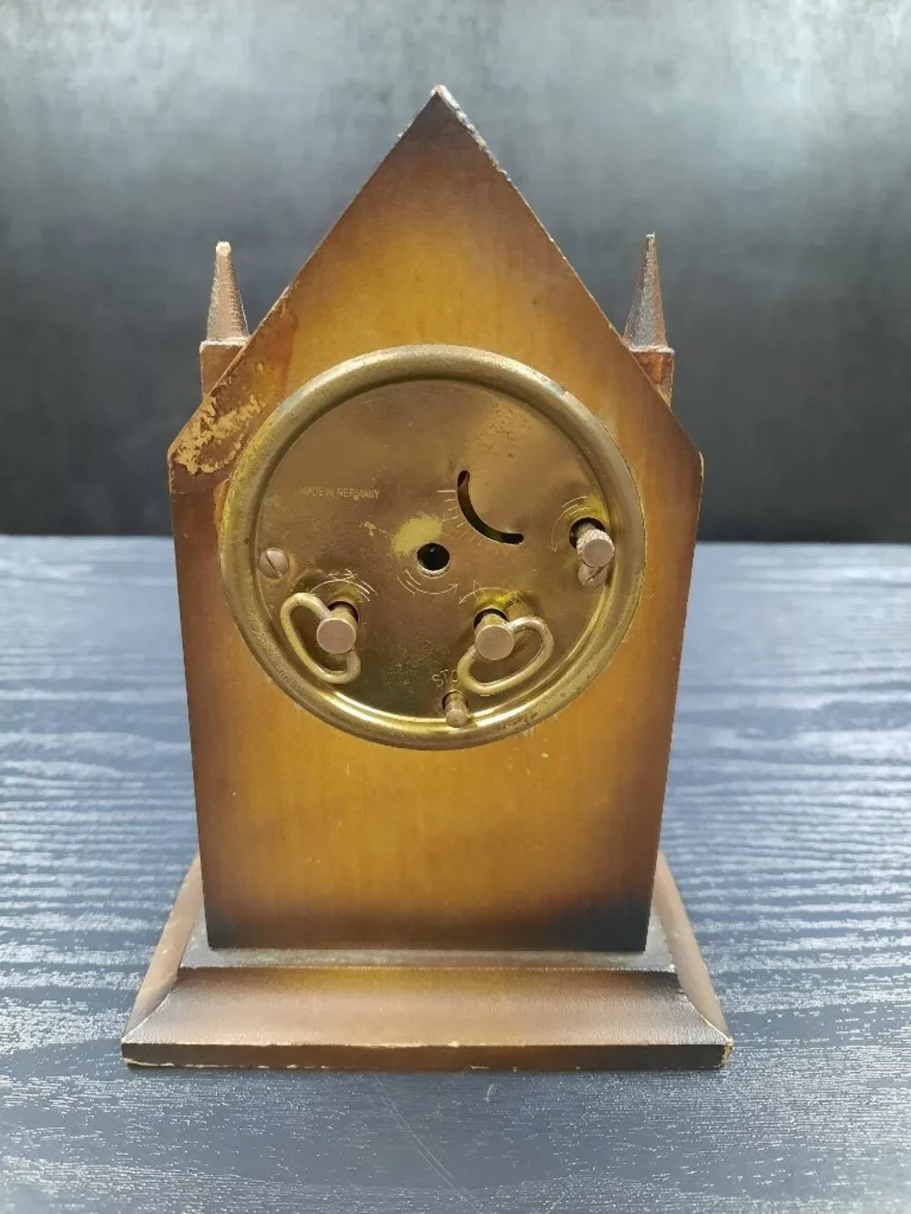 Vintage Linden Black Forest Steeple Clock West Germany Mechanical Alarm Wood 6